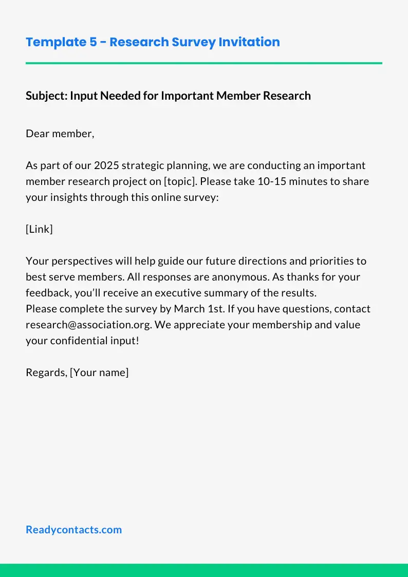 Research Survey Invitation Email Template