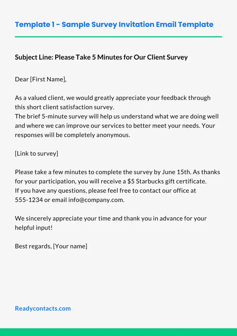 Survey Invitation Email Template